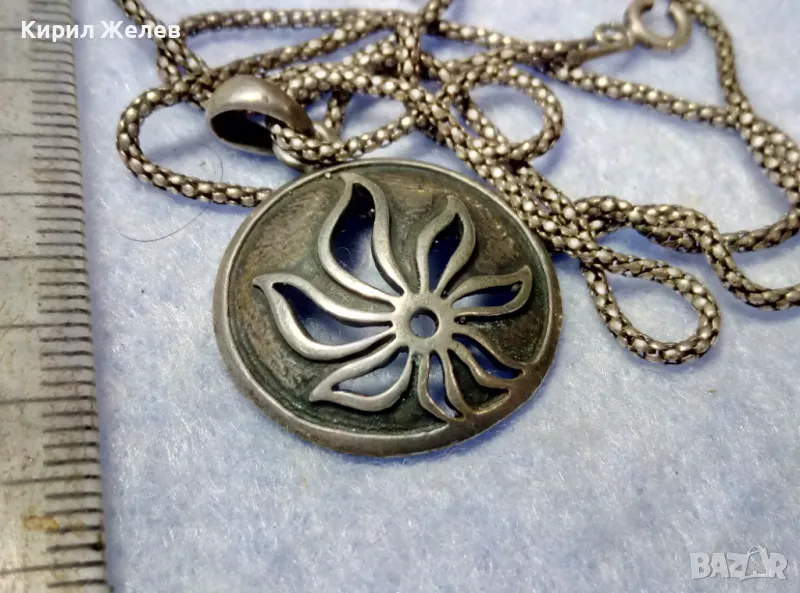 ФЛОРАЛЕН СРЕБЪРЕН МЕДАЛЬОН сФИНА СРЕБЪРНА ВЕРИЖКА СРЕБРО 925 с НУЖДА от РЕМОНТ на ЗАКОПЧАЛКАТА 49776, снимка 1