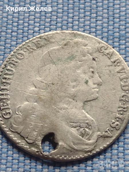 Сребърна монета 6 кройцера 1737г. Карл шести Хал Свещена Римска Империя 13609, снимка 1