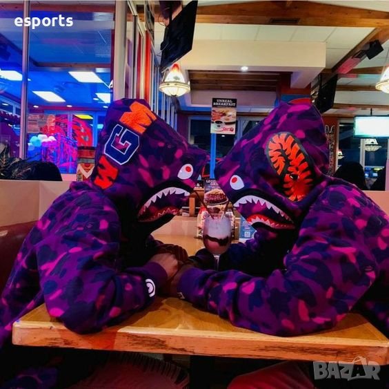 Casual Суичър Bape A Bathing Ape Purple Camo M L XL 2XL (блуза с качулка) , снимка 1