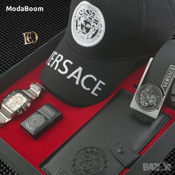 💥Versace уникален черен мъжки подаръчен комплект💥, снимка 1