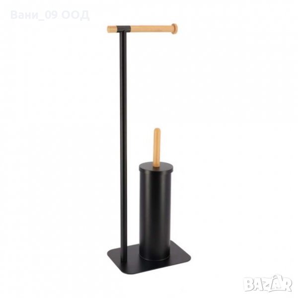 Поставка за тоалетна хартия-бамбук и метал, снимка 1