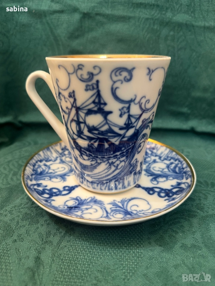 Порцеланова голяма чаша за чай на ЛФЗ Ломоносов, снимка 1