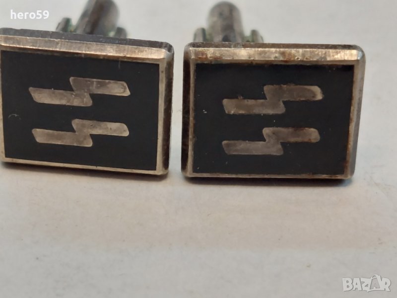 WW2-Немски бутонели(клипси за риза) с емайл с клейма на SS, снимка 1