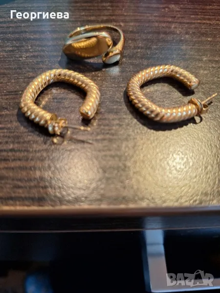 Продавам комплект стоманен пръстен и обеци, снимка 1