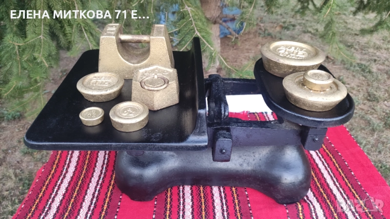 Рядко срещана стара английска чугунена везна с комплект тежести много тежка/ над 20 кг, снимка 1