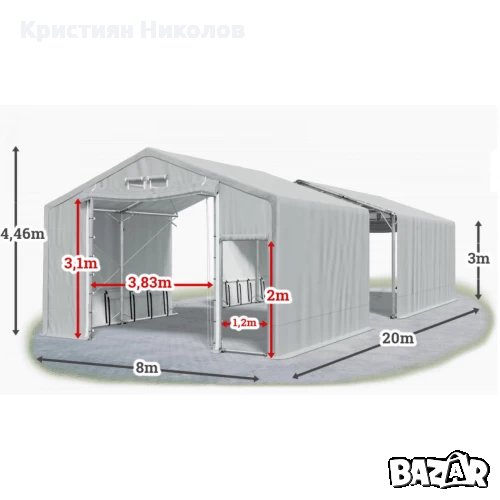 Мобилно хале с размери 8 x 20 x 3 m / 4.46 m - Euroagro, снимка 1