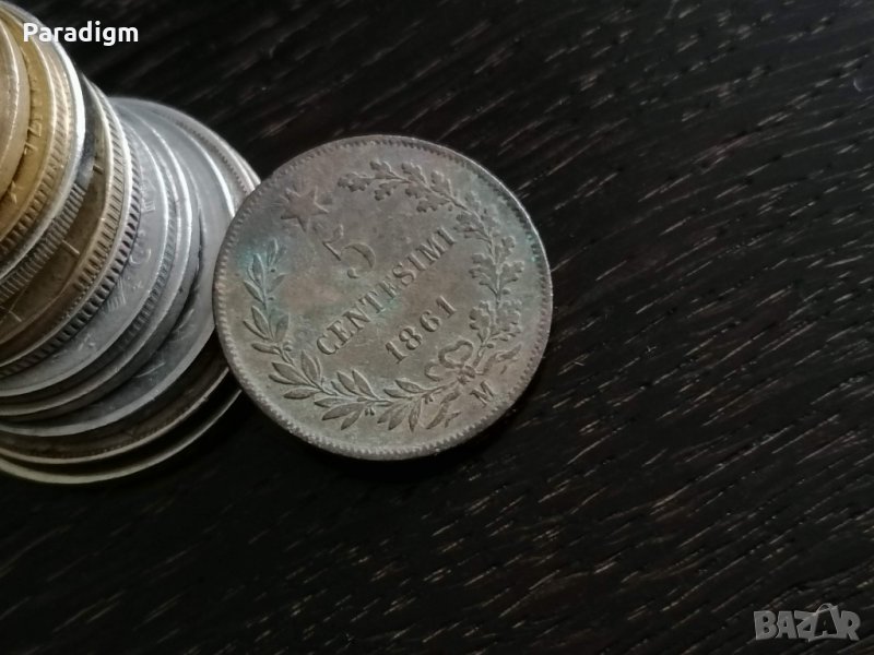 Монета - Италия - 5 чентесими | 1861г., снимка 1