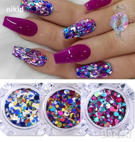 фини холограмни конфети точки декорация за нокти маникюр и др, снимка 1