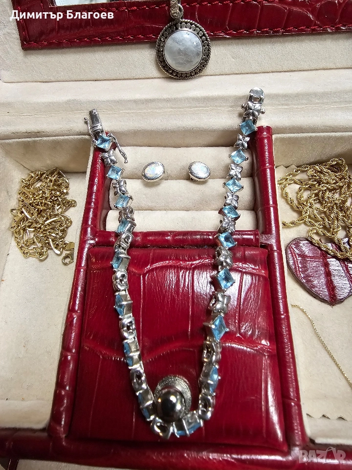 Сребърна гривна 925 аквамарин , снимка 1