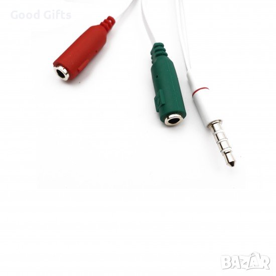 AUX кабел за музика 1 мъжко / 2 женски със 3 пина - Бял, снимка 1