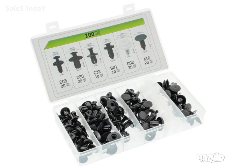 Щипки за кори лайсни панели табло, дюбели, 100бр, снимка 1