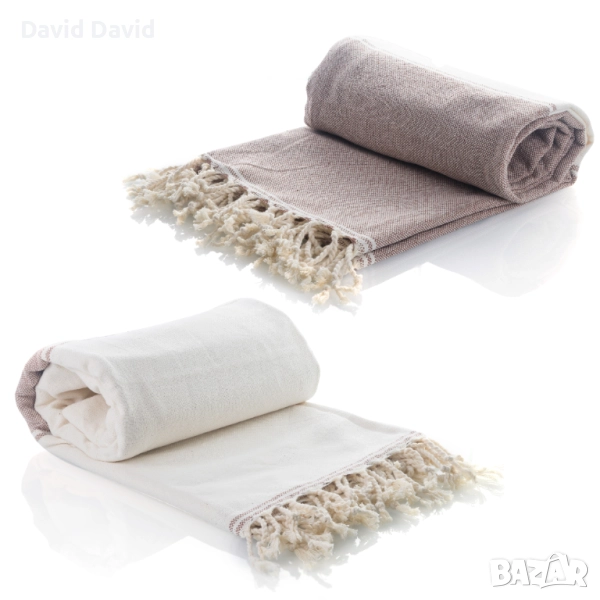 Пештемал Минималистичен - Комплект от 2 (Крем и Бежово) | На Едро, снимка 1