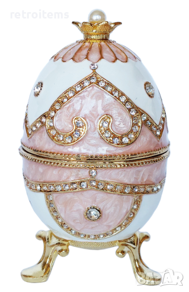 Фаберже стил, кутийки-яйца за бижута в луксозна подаръчна кутия., снимка 1