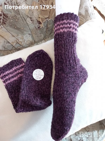Ръчно плетени чорапи размер 38, снимка 1