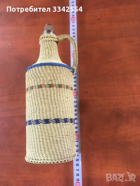 ШИШЕ БУТИЛКА ДАМАДЖАНА СЪС СОЦ. ОПЛЕТКА, снимка 1
