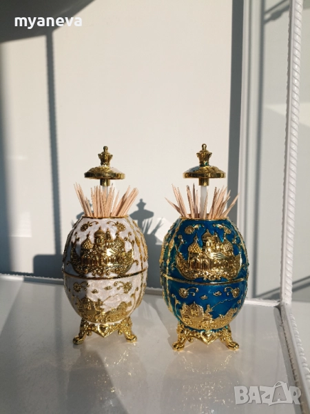 Елегантни , автоматични поставки за клечки за зъби в стил яйце на Фаберже , снимка 1