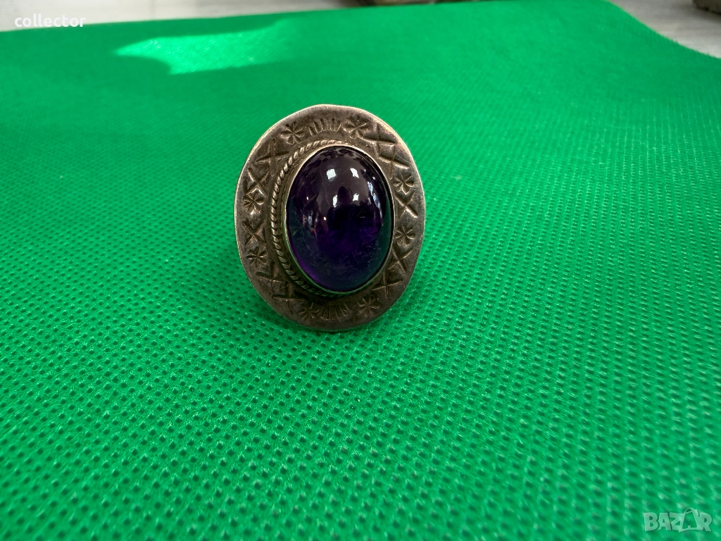 Сребърен пръстен с голям Аметист и красива корона. №7737, снимка 1