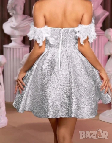 Сребриста рокля , снимка 3 - Рокли - 51394321