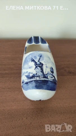 Делфт Холандия порцеланова обувка пепелник доста голяма, снимка 2 - Декорация за дома - 50422045