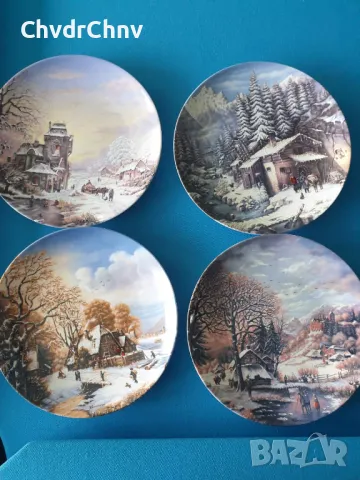 4бр Furstenberg Бавария/немска колекционерска декоративна порцеланова чиния-картина/пейзажи