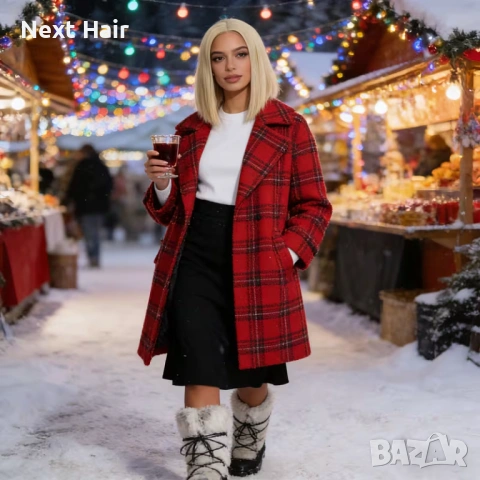 Синтетична къса права перука 30 см - светло руса с дантела 13х4, снимка 6 - Аксесоари за коса - 53396852