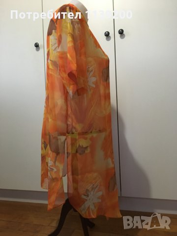 Френска елегантна лятна прозрачна оранжева туника Vittel L, снимка 7 - Туники - 27299977