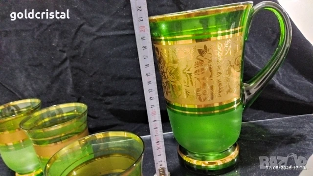 стари стъклени чаши и кана Чехословакия , снимка 4 - Антикварни и старинни предмети - 51374504
