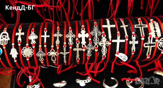 Гривнички от сребро 925 и чарвен конец против уроки, снимка 3 - Други - 28323277