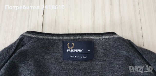 Fred Perry 100% Merino Wool Mens Size M  ОРИГИНАЛ! Мъжки Пуловер!, снимка 11 - Пуловери - 43201367