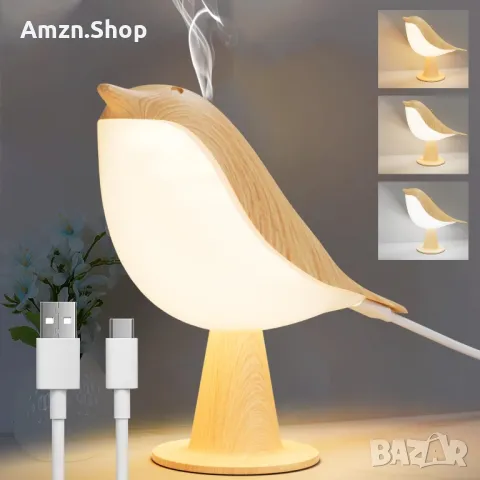 Детска нощна лампа Птичка USB-C зареждане 3 режима Димируема LED, снимка 1