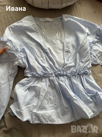 Блузка с къдрици на ZARA, снимка 4 - Блузи с дълъг ръкав и пуловери - 53173923