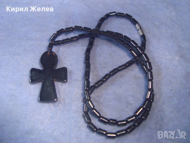 ФЕШЪН АРТ КОЛИЕ от ХЕМАТИТ с КРЪСТЧЕ ХЕНД-МЕЙД НАКИТ БИЖУ 27498, снимка 3 - Колиета, медальони, синджири - 36953970