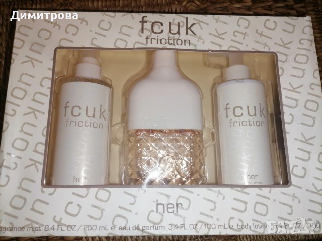 FCUK Friction Her Gift Set 100ml EDT + 250ml Body Lotion + 250ml Fragrance Mist, снимка 1 - Дамски парфюми - 43998935