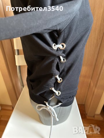 Дамска черна блуза с връзки, снимка 12 - Блузи с дълъг ръкав и пуловери - 43076179