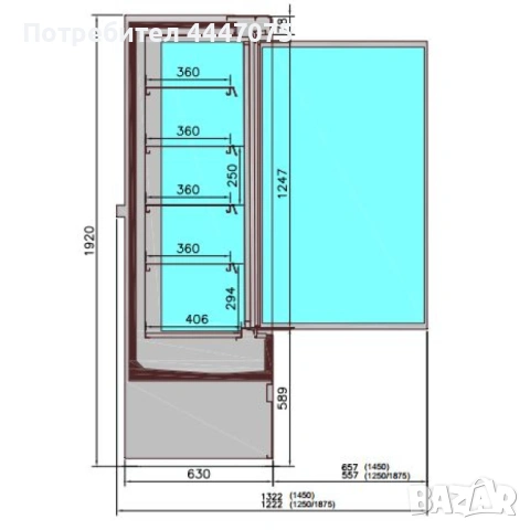 Хладилна витрина с 3 врати и обем 1.9 м³, снимка 2 - Хладилни витрини и фризери - 53461791