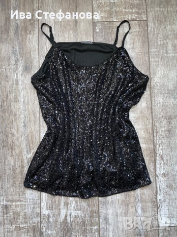 Черен нов ХЛ XL еластичен парти коктелен коктейлен официален топ пайети, снимка 7 - Корсети, бюстиета, топове - 43341711