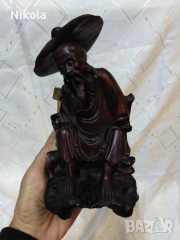 Стара махагонова пластика Хонг Конг ,в прекрасно запазен вид уникална детайлна изработка , снимка 2 - Антикварни и старинни предмети - 51998701