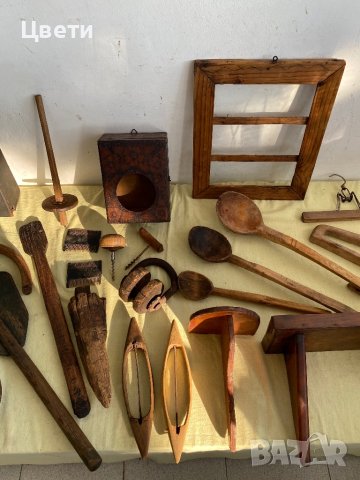 Голям лот дървени предмети (рамка, лъжици, кутия и т.н), снимка 5 - Антикварни и старинни предмети - 43924147