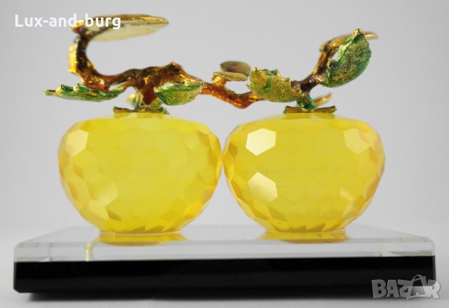 Луксозен кристален ябълков дует, фасетиран, снимка 5 - Декорация за дома - 27066570