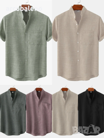 Пролетно-лятна ежедневна мъжка риза от памучен плат с къс ръкав, 6цвята 