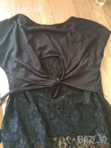 Блуза черна с дантела отзад, снимка 2 - Тениски - 26657253