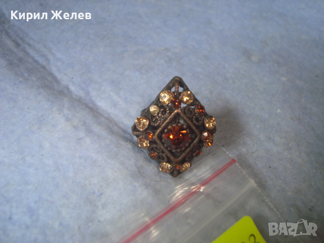 МЕСИНГОВ РЕТРО - ВИНТИДЖ СКЪПОЦЕНЕН АРТ ДЕКО ПРЪСТЕН с ЦИРКОН и ЦИТРИН РЕГУЛИРУЕМ 20503, снимка 6 - Пръстени - 36421204