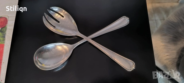 Комплект от големи прибори за салата дълбоко посребрени!, снимка 4 - Прибори за хранене, готвене и сервиране - 52915199