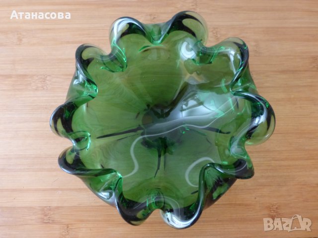 Голям пепелник стъклена купа бонбониера Мурано, снимка 5 - Декорация за дома - 43856643