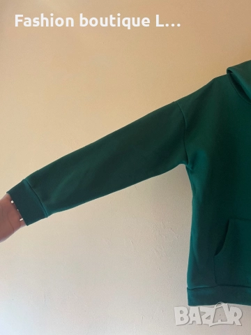 Зелен дамски суитшърт с качулка и голям джоб отпред посредата L размер 💚💚💚, снимка 3 - Суичъри - 52278494