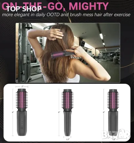 ALLJIA 2 в 1 безжична четка за къдрене и изправяне на коса, акумулаторна нагреваема преносима, сива, снимка 2 - Маши за коса - 49785438