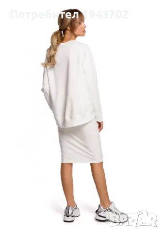 Дамска пола тип молив в цвят екрю M494 MOE, снимка 2 - Поли - 47764416