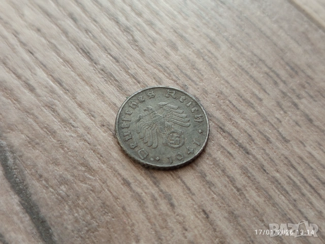 Монета 1941 Германия 5 Reich Pfennig, снимка 4 - Нумизматика и бонистика - 53578375