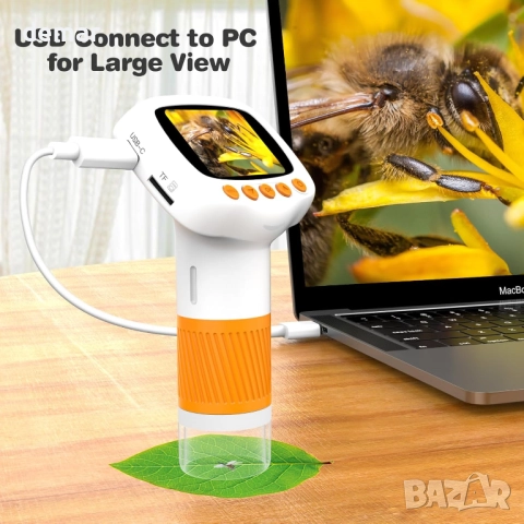 Джобен детски микроскоп, 1000X, 2'' IPS екран, 3+ години, снимка 6 - Образователни игри - 51867124