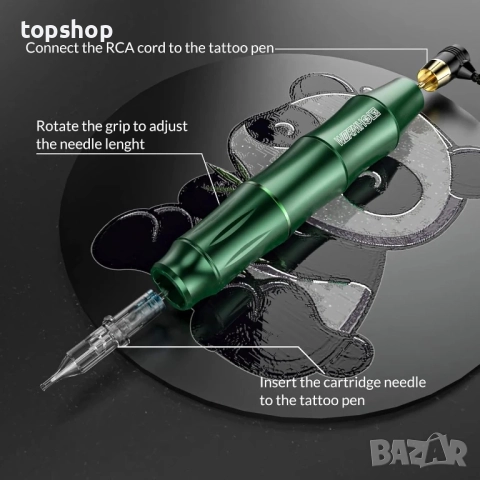 НОВ комплект за татуировки Wormhole Tattoo WTK106, ротационна със захранване, 15 игли, 8 мастила..., снимка 6 - Друго оборудване - 51636323
